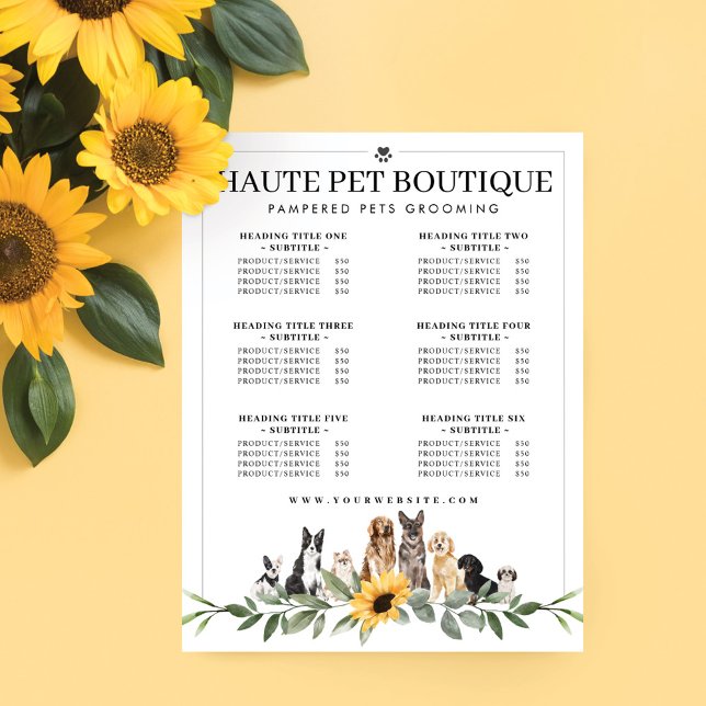 Watercolor Dog Breeds Pet Care Service Prices (Creator Uploaded)