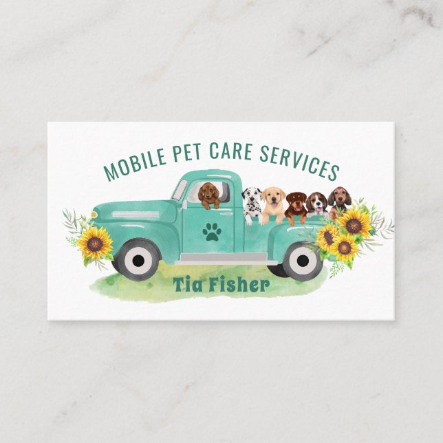 Watercolor Dog Breeds Pet Groomer Business Card (Front)