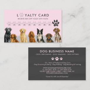 Watercolor Dog Breeds Pet Grooming pink grey Business Card