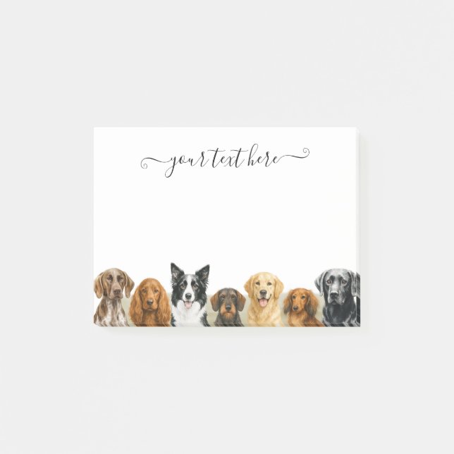 Watercolor Dog Breeds Post-it Notes (Front)