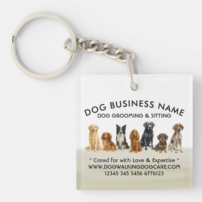 Watercolor Dog Breeds Puppy Key Ring (Front)