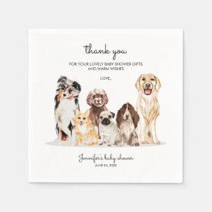 Watercolor Dog Cute Thank you baby shower Napkin