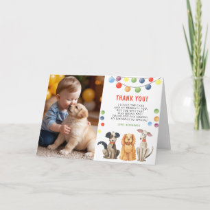 Watercolor Dog First Birthday Party Thank You Card
