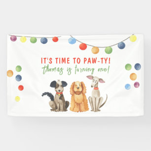 Watercolor Dog First Birthday Paw-ty Banner