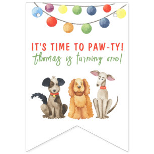Watercolor Dog First Birthday Paw-ty Bunting