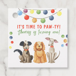 Watercolor Dog First Birthday Paw-ty Favour Tags