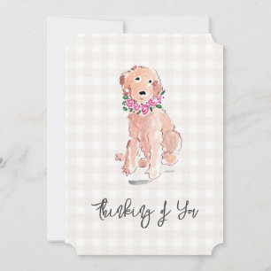 Watercolor Dog Flowers Thinking of You Gingham