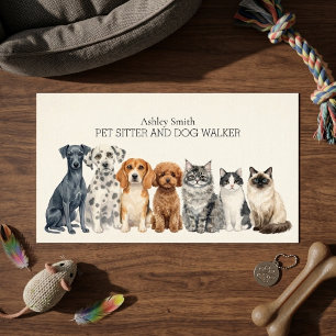 Watercolor Dog Groomer Pet Care Business Card