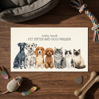 Watercolor Dog Groomer Pet Care Business Card
