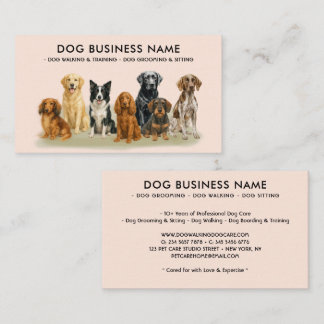 Watercolor Dog Grooming beige Business Card