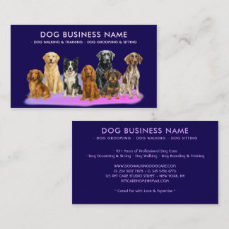 Watercolor Dog Grooming blue navy Business Card