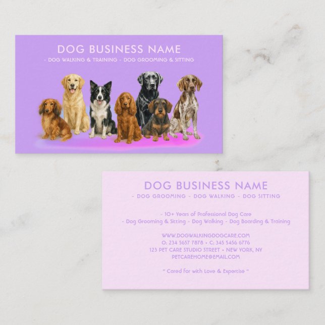 Watercolor Dog Grooming Business Card (Front/Back)