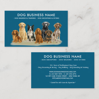 Watercolor Dog Grooming navy elegant Business Card