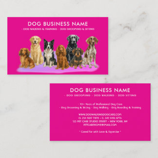Watercolor Dog Grooming neon pink Business Card