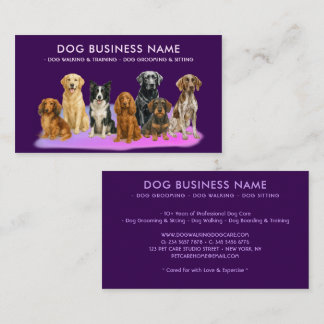 Watercolor Dog Grooming purple Business Card