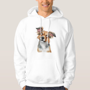 Watercolor Dog is Confused  Surprised Dog white  Hoodie