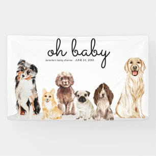 Watercolor Dog Oh Baby Shower Party Banner