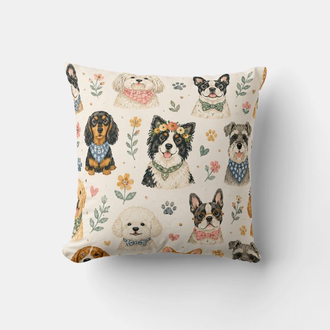 Watercolor Dog Pattern Bundle  Cushion (Front)