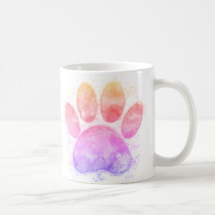 Watercolor Dog Paw Print Colorful Print Coffee Mug