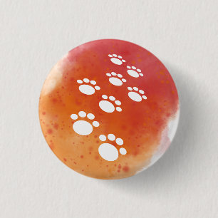 Watercolor Dog Paw Tracks 3 Cm Round Badge
