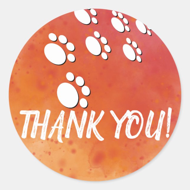Watercolor Dog Paw Tracks Classic Round Sticker (Front)