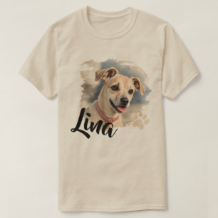 Watercolor Dog Portrait with Artistic Brush Stroke T-Shirt