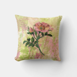 Watercolor Dog Rose Pillow