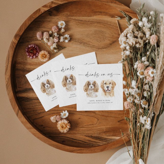 Watercolor Dog Signature Drinks Wedding Napkins (Creator Uploaded)