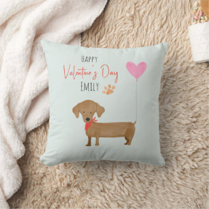 Watercolor Dog Valentine's Day Throw Pillow