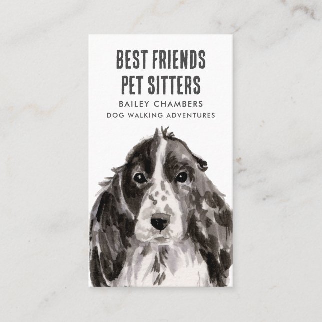 Watercolor Dog Walker  Business Card (Front)