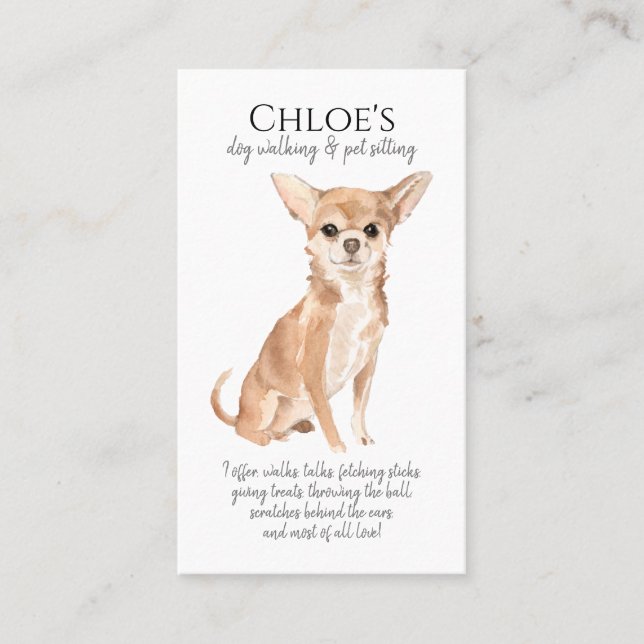 Watercolor Dog Walker Pet Sitter  Business Card (Front)