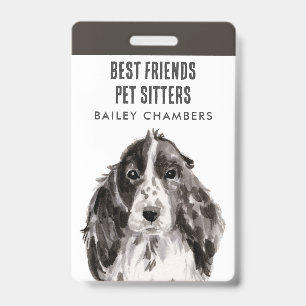 Watercolor Dog Walker Pet Sitter ID Badge
