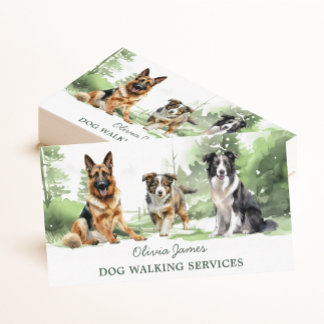 Watercolor Dog Walking Pet Sitting Business Card