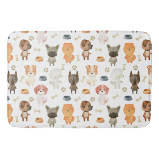 Watercolor dogs. bath mat