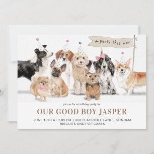 Watercolor Dog's Birthday Party Invitation