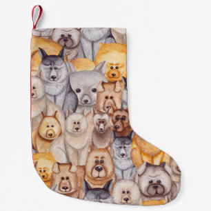 Watercolor Dogs: Whimsical Seamless Fun Small Christmas Stocking