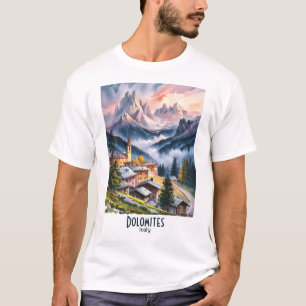 Watercolor Dolomites Italy Alps Mountains Custom T-Shirt