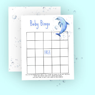 Watercolor dolphin - Baby shower bingo game