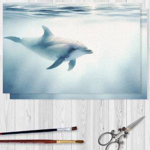 Watercolor Dolphin  Decoupage Tissue Paper