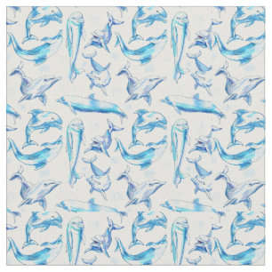 watercolor dolphin fish seamless pattern, dolphin  fabric