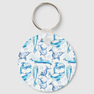 watercolor dolphin fish seamless pattern, dolphin key ring