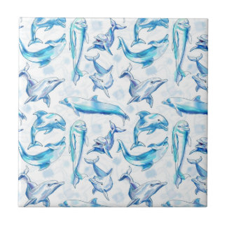 watercolor dolphin fish seamless pattern, dolphin  tile