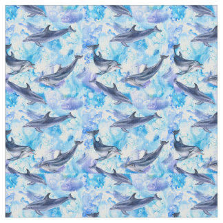 watercolor dolphin fish seamless pattern fabric