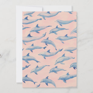 Watercolor Dolphin Pattern Coastal Beach Ocean Thank You Card