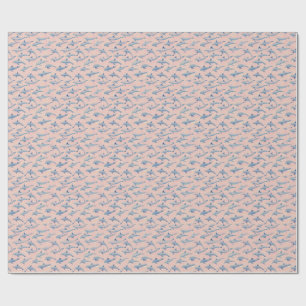 Watercolor Dolphin Pattern Coastal Beach Ocean Wrapping Paper