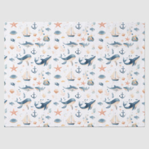 Watercolor Dolphin Seamless Pattern Tissue Paper