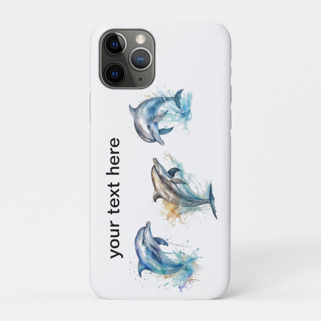 Watercolor Dolphin Trio, custom  Case-Mate iPhone Case (Back)