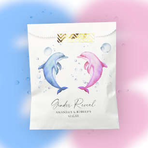 Watercolor Dolphins Gender Reveal Favour Bags