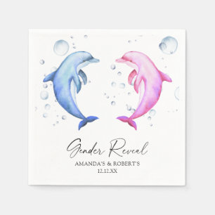 Watercolor Dolphins Gender Reveal Napkin