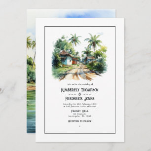 Watercolor Dominican Republic Destination Wedding Invitation
